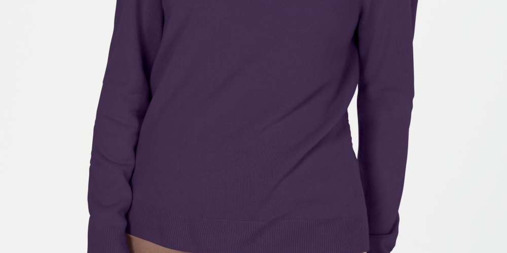 Karen Scott Suéter Feminino com Zíper nas Costas e Gola Simulada Roxo Tamanho Médio