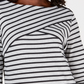 Karen Scott Blusa Listrada Feminina Cinza Tamanho Grande