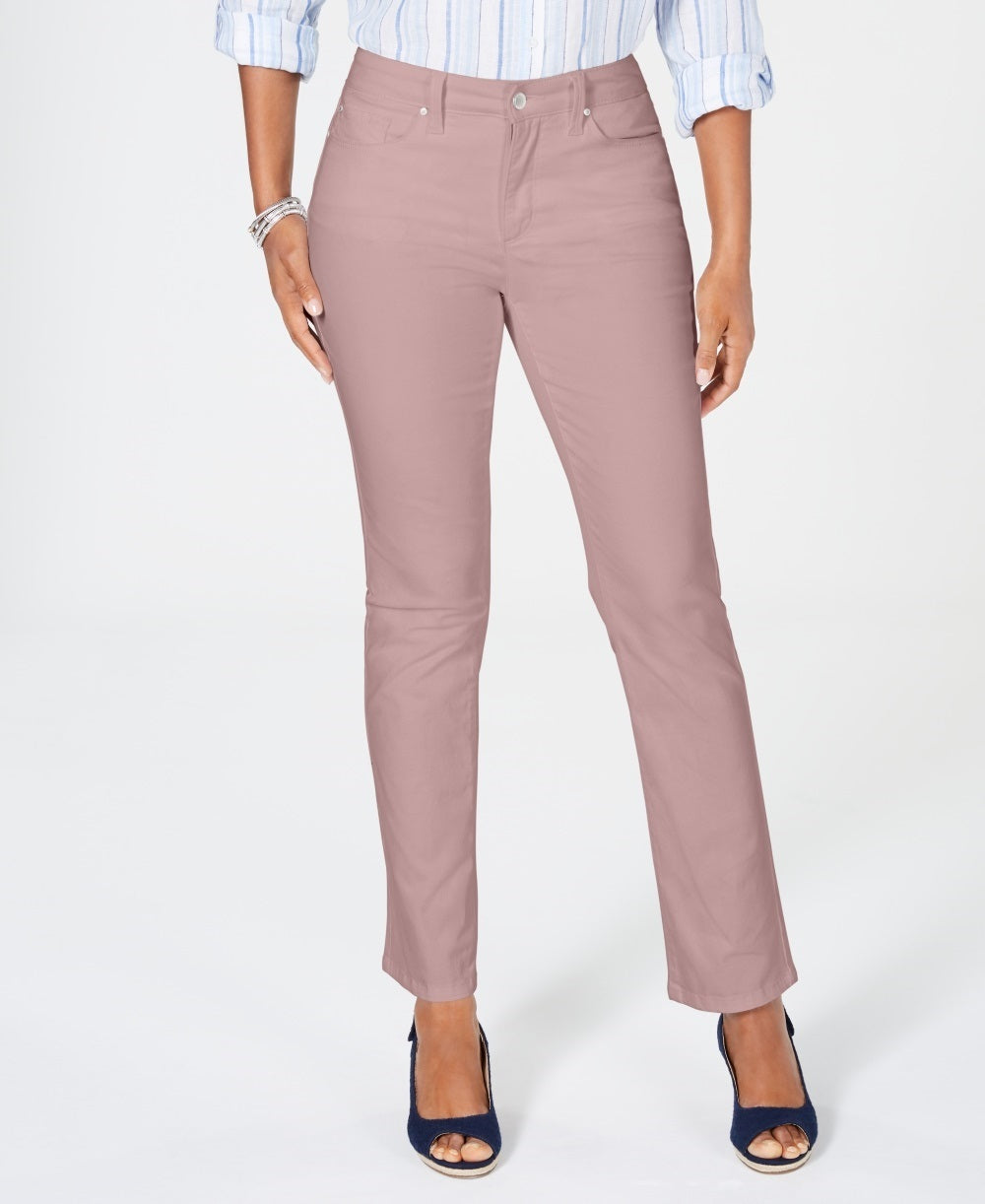 Calça jeans feminina Charter Club Lexington reta rosa tamanho 8 pequena