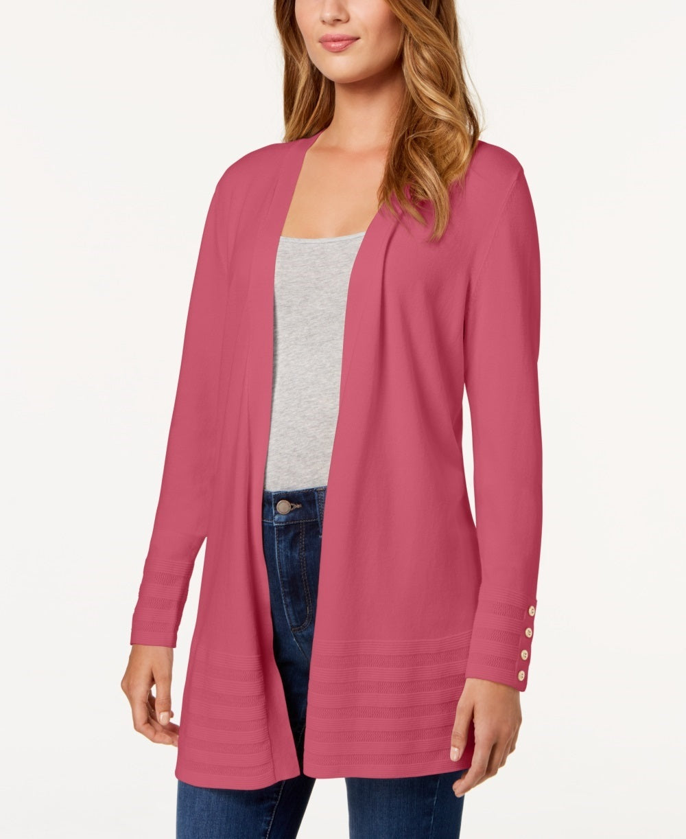 Cardigan feminino Charter Club com frente aberta, rosa, tamanho extrapequeno