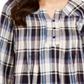 Blusa xadrez feminina estilo &amp; co com decote aberto, roxa, tamanho grande