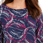Camiseta feminina jacquard manga 3/4 da coleção JM, azul, tamanho XX-G