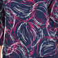 Camiseta feminina jacquard manga 3/4 da coleção JM, azul, tamanho XX-G