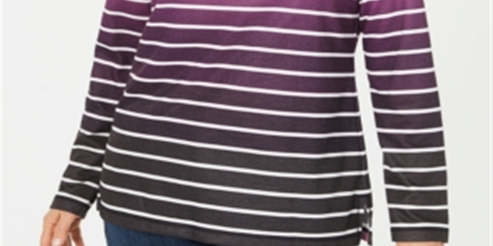 Karen Scott Sport Listrado Gola Alta Feminino Roxo Tamanho Grande