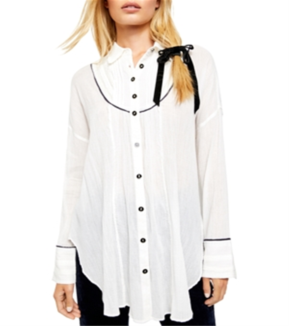 Túnica feminina Amore Amore com debrum, bege, tamanho pequeno, da Free People