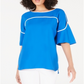 Blusa feminina Alfani com mangas bufantes e decote alto, azul-marinho, tamanho pequeno G