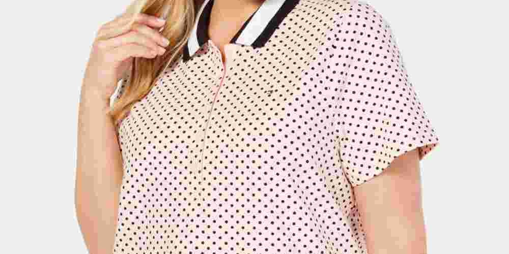 Polo Tommy Hilfiger Plus Size com Estampa de Bolinhas Rosa Tamanho 1X