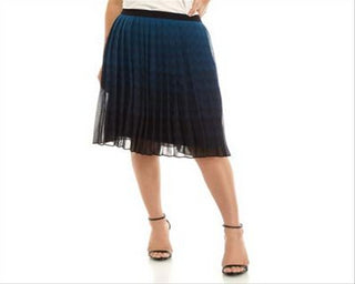 Saia plissada transparente Anne Klein na altura do joelho, azul, tamanho 6
