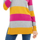 Camiseta feminina Maison Jules com estampa de blocos de cores, manga comprida e gola redonda, tamanho extragrande, amarela