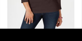 Karen Scott Top Henley de Algodão Feminino Chocolate Tamanho X-G