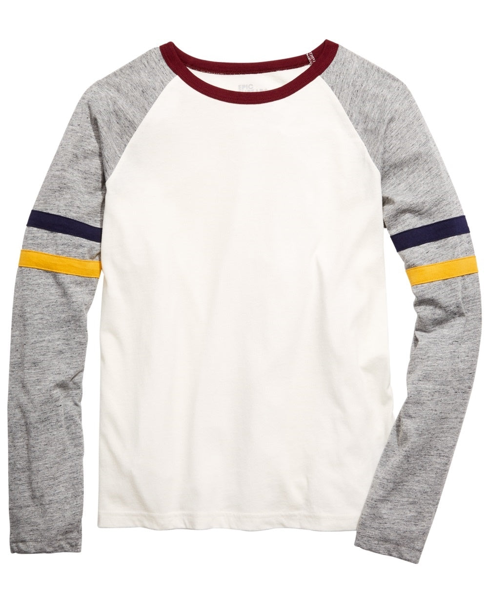Camiseta listrada com blocos de cores Brett Big Boys da Epic Threads, bege, tamanho extragrande
