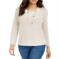 Suéter Feminino Estilo &amp; Co com Pontos Mistos, Aveia, Tamanho PP
