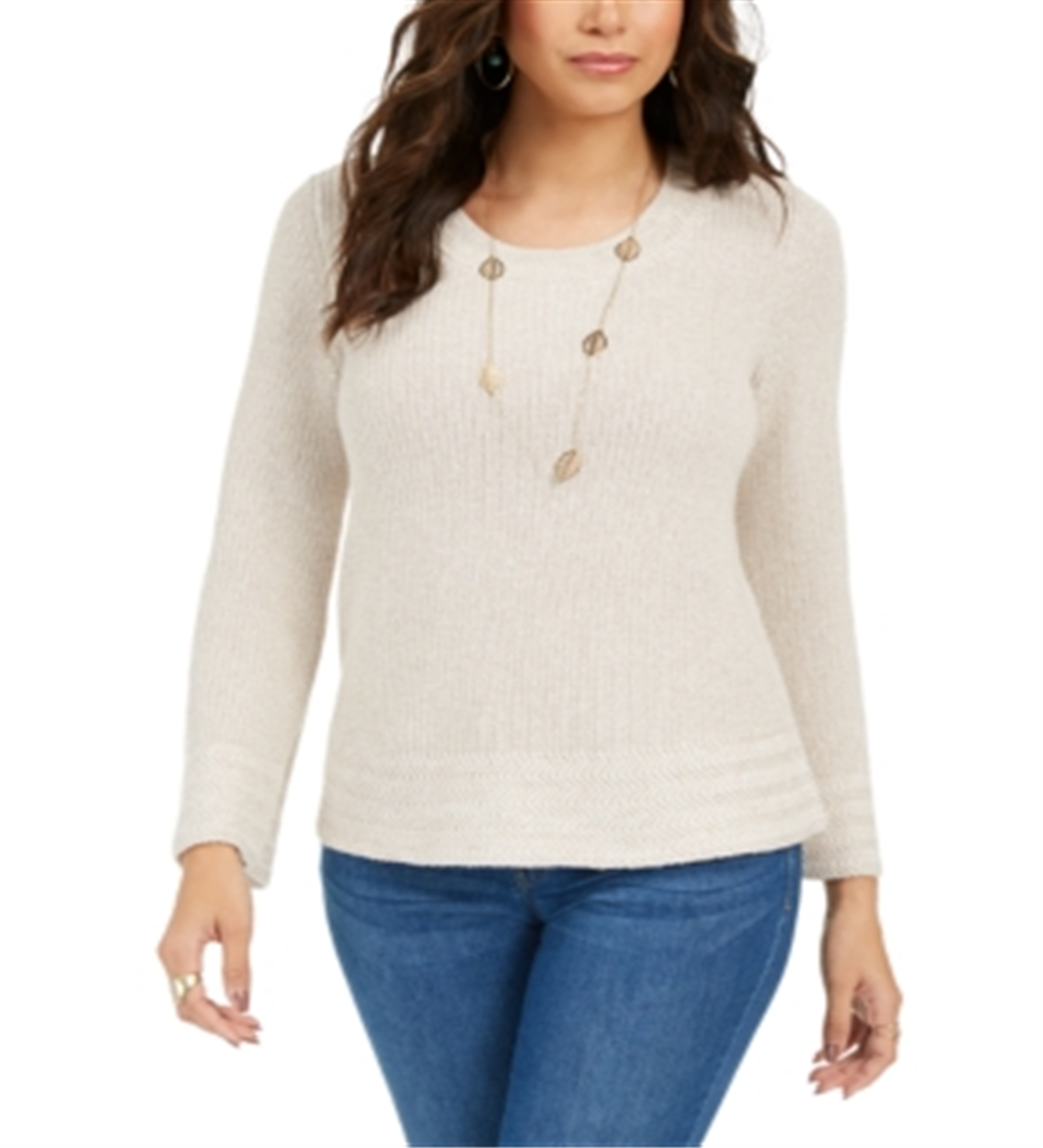 Suéter Feminino Estilo &amp; Co com Pontos Mistos, Aveia, Tamanho PP