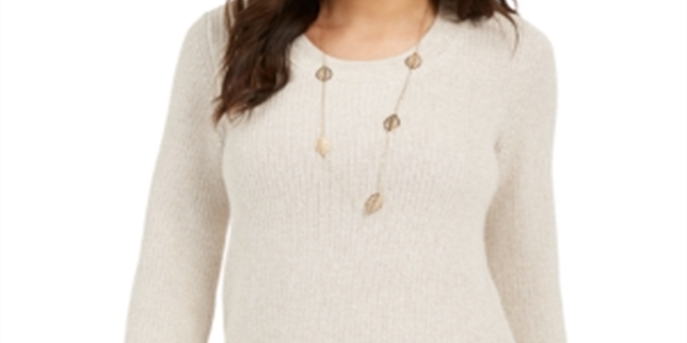 Suéter Feminino Estilo &amp; Co com Pontos Mistos, Aveia, Tamanho PP