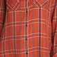 Blusa feminina xadrez de manga comprida com gola e botões, tamanho extragrande