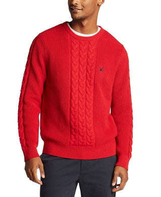 Suéter de malha trançada Nautica Sail Classic Fit masculino, vermelho, tamanho X-G