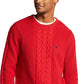 Suéter de malha trançada Nautica Sail Classic Fit masculino, vermelho, tamanho X-G