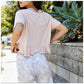 Camiseta feminina Free People rosa claro, curta, tamanho X-S