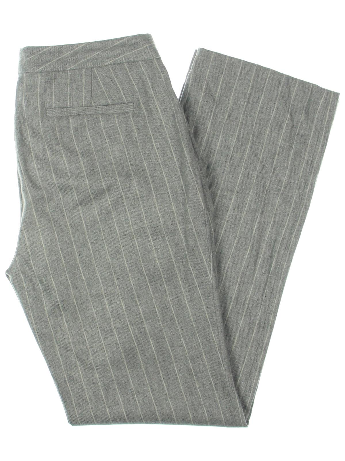 Calça feminina Ralph Lauren Quartilla Wool Blend listrada com perna reta, cinza, tamanho 12