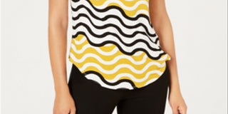 Blusa Alfani Feminina Estampada Onda Amarela Tamanho M Petite G