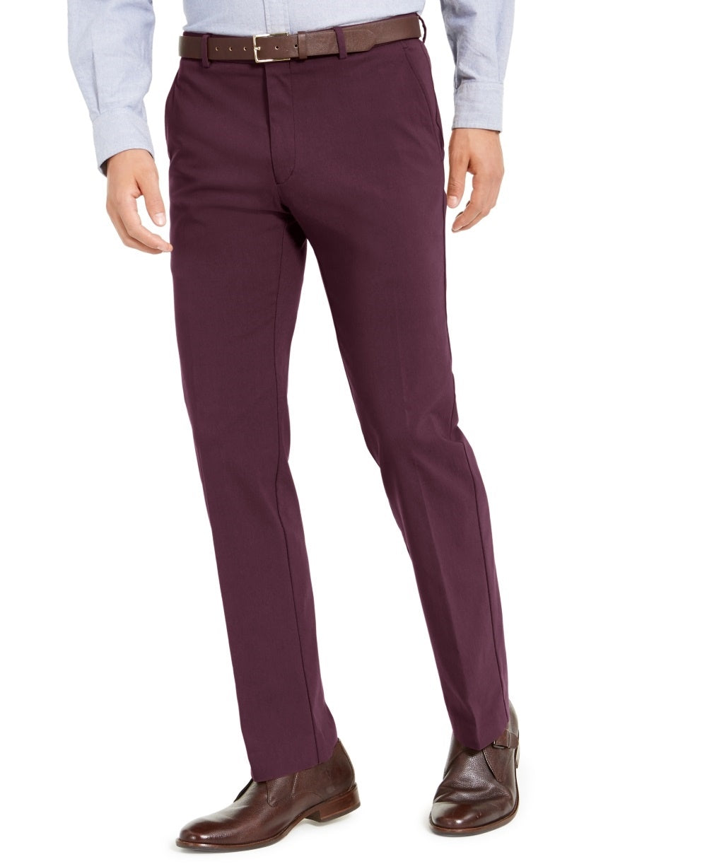 Calça social Tommy Hilfiger masculina Modern Fit TH Flex Stretch Comfort vermelha tamanho 40x32