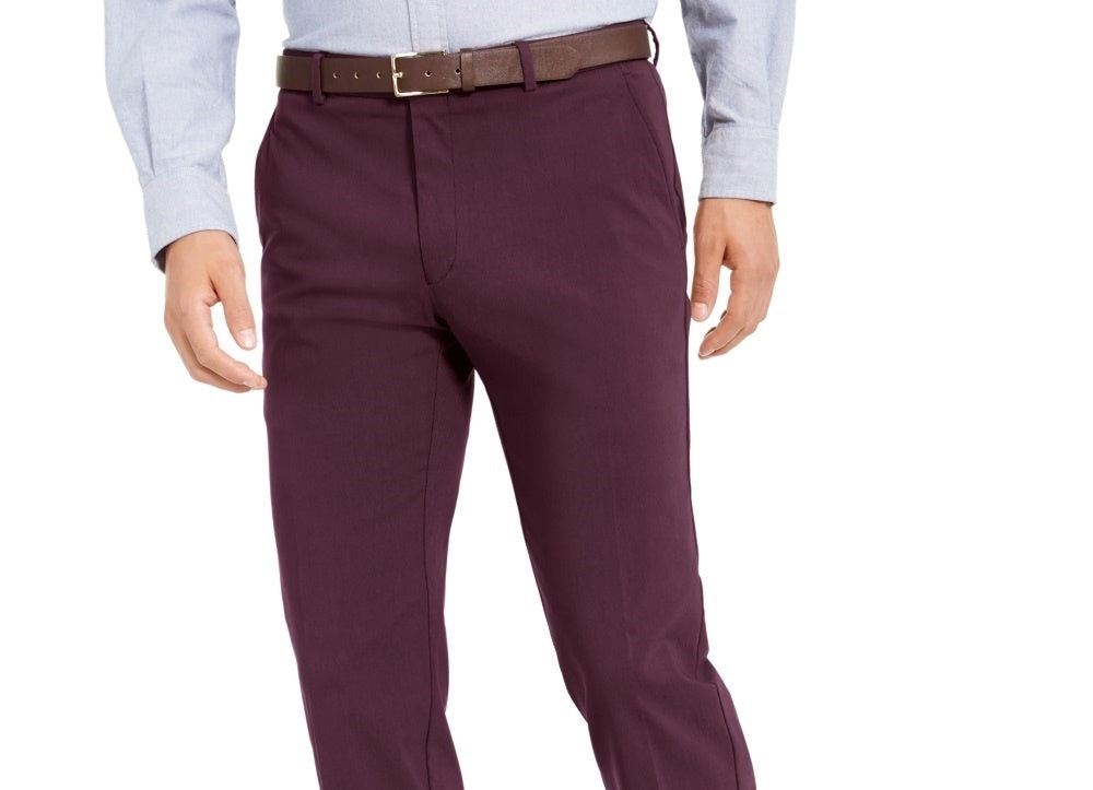 Calça social Tommy Hilfiger masculina Modern Fit TH Flex Stretch Comfort vermelha tamanho 40x32