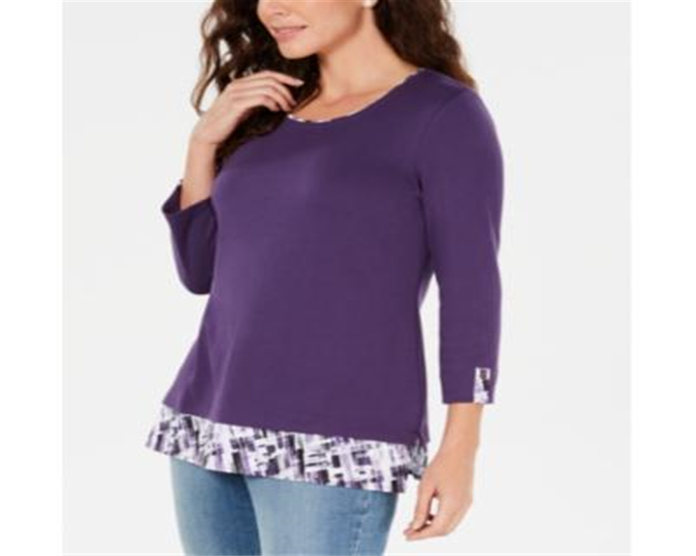 Karen Scott Blusa Feminina Estampada Roxa Tamanho Pequeno P