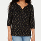 Karen Scott Estampa Girafa Henley Preta Feminina Tamanho Pequeno X-Grande