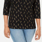Karen Scott Estampa Girafa Henley Preta Feminina Tamanho Pequeno X-Grande