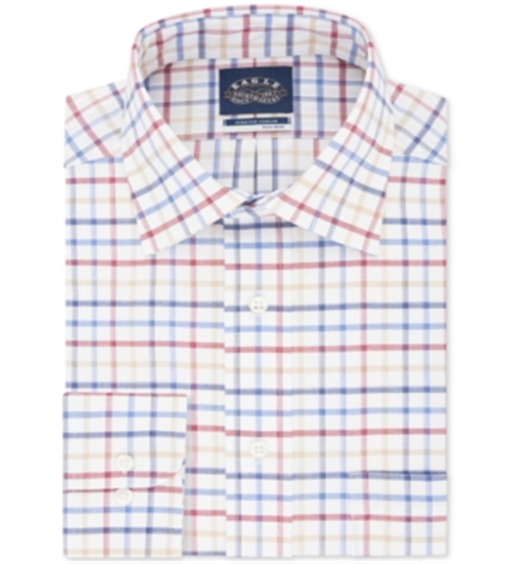 Camisa social xadrez com gola elástica Eagle masculina, branca, vários tamanhos, 18/5