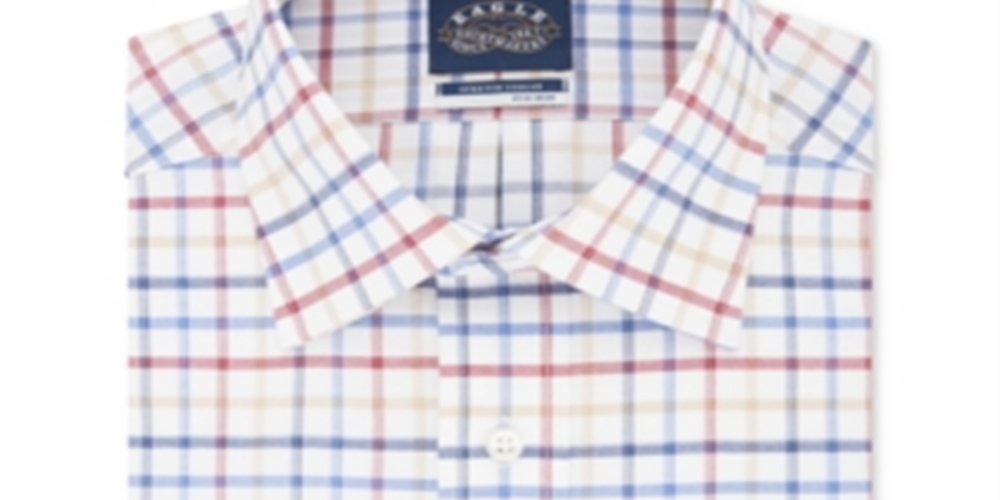 Camisa social xadrez com gola elástica Eagle masculina, branca, vários tamanhos, 18/5