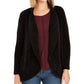 Cardigan feminino estilo &amp; co com gola xale em chenille, preto, tamanho pequeno grande