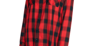 Blusa feminina xadrez de manga comprida com gola e botões Sanctuary, vermelha, tamanho grande