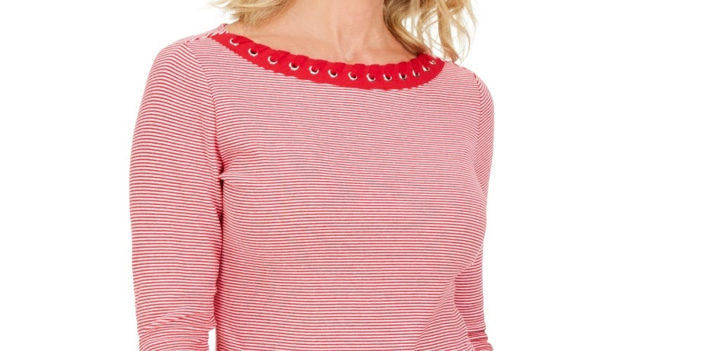 Karen Scott Top Feminino de Algodão com Ilhós Vermelho Tamanho P
