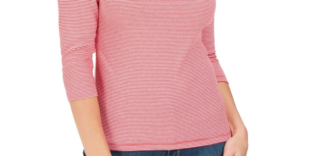 Karen Scott Top Feminino de Algodão com Ilhós Vermelho Tamanho P