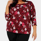Blusa feminina estampada Alfani com manga 3/4 vermelha, tamanho 3X