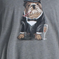 Camiseta masculina com estampa de buldogue e gola redonda, cinza, tamanho grande, Club Room