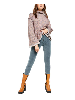 Calça de veludo cotelê azul-petróleo feminina Free People, cintura, tamanho 25