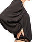 Free People Unissex Manga Longa Gola Quadrada Body Terno Top Preto Tamanho P