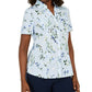 Camisa feminina Karen Scott de algodão com estampa floral, azul, tamanho médio