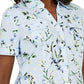 Camisa feminina Karen Scott de algodão com estampa floral, azul, tamanho médio