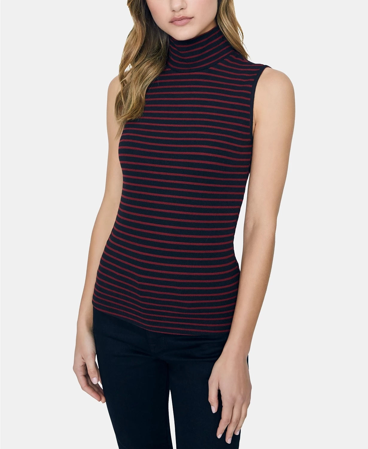 Regata listrada com nervuras Sanctuary feminina, preta, tamanho pequeno