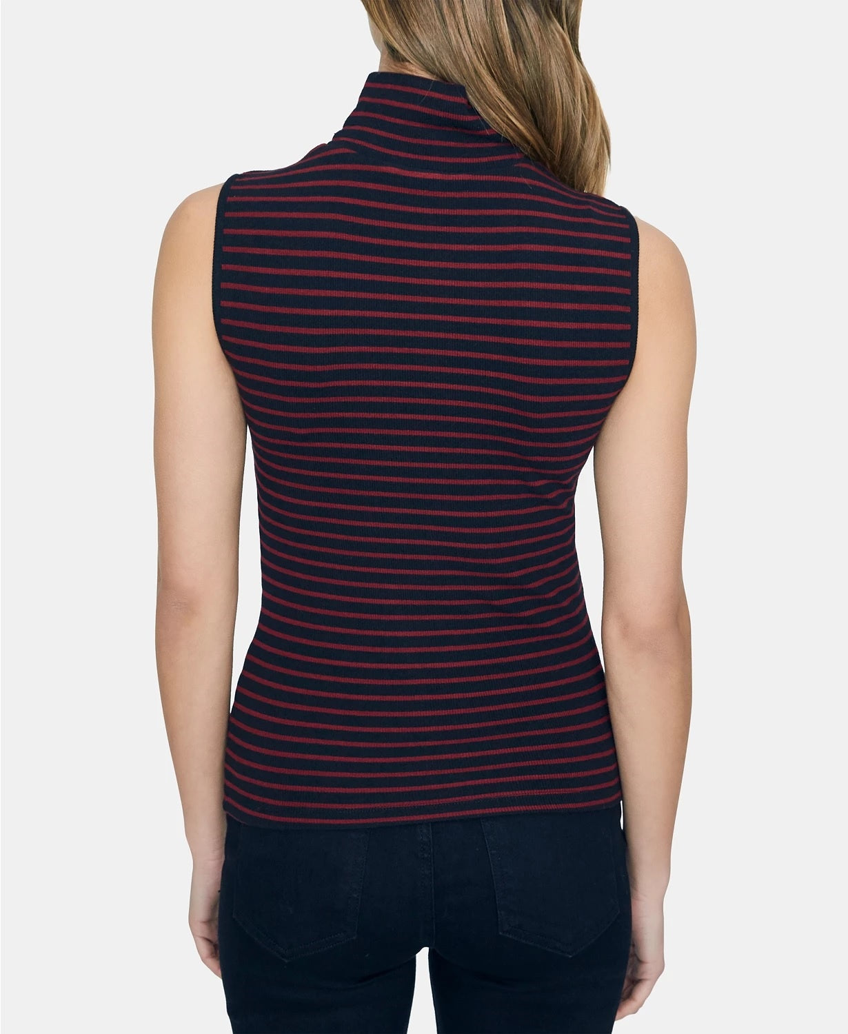 Regata listrada com nervuras Sanctuary feminina, preta, tamanho pequeno