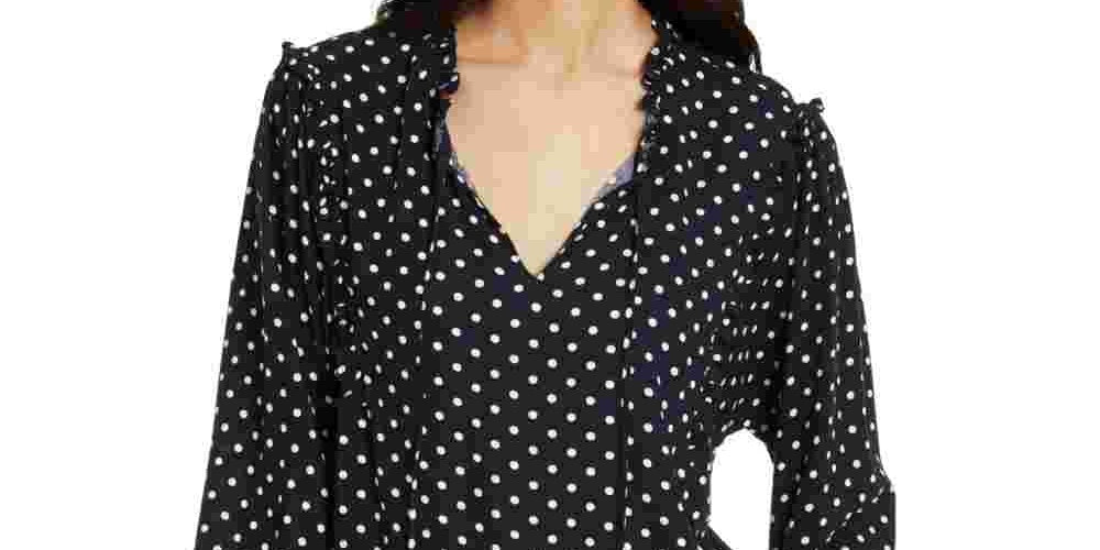 Blusa Tommy Hilfiger Feminina Estampada Gola Babada Azul Tamanho P