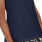 Regata feminina Karen Scott com decote em V e detalhe de fechadura, azul, tamanho grande