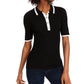 Camisa polo feminina canelada contrastante Maison Jules, preta, tamanho pequeno