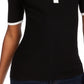 Camisa polo feminina canelada contrastante Maison Jules, preta, tamanho pequeno