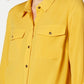 Camisa feminina Charter Club com dois bolsos, dourada, tamanho extragrande