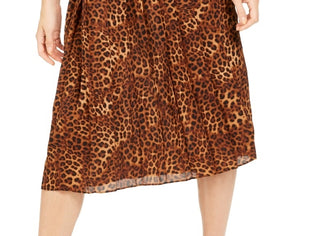 Charter Club Women's Animal Print Pleated Skirt Beige Size X-Large