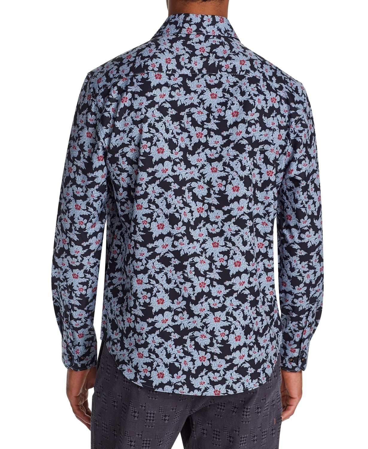 Camisa Masculina Tallia Slim Fit Performance Stretch Floral Manga Longa Preta Tamanho XX-G